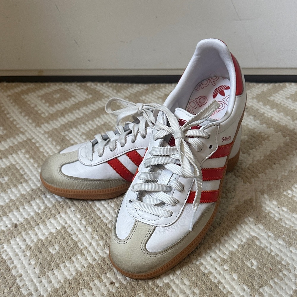 Adidas Samba White and Red Sneakers